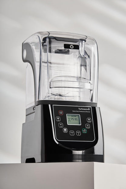 Turbosaver TB-020C Commercial Blender with Sound Enclosure, 4HP 2200W Heavy Duty Motor, 51 oz BPA-Free Jar, Digital Touch Panel, Quiet Professional Smoothie & Ice Crusher Blender