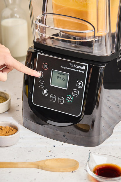 Turbosaver TB-020C Commercial Blender with Sound Enclosure, 4HP 2200W Heavy Duty Motor, 51 oz BPA-Free Jar, Digital Touch Panel, Quiet Professional Smoothie & Ice Crusher Blender